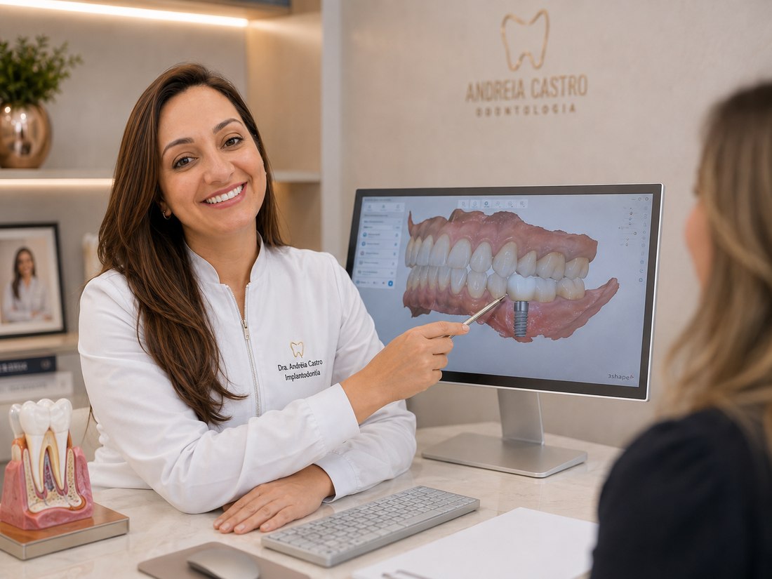 Consulta de implantodontia com tecnologia 3D