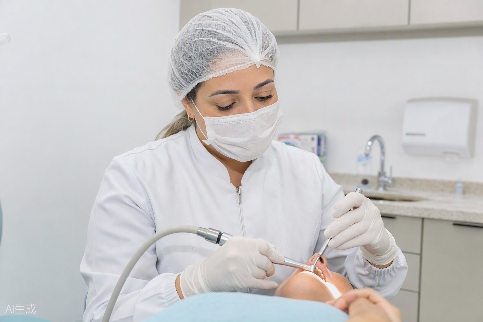 Procedimento de implante em andamento