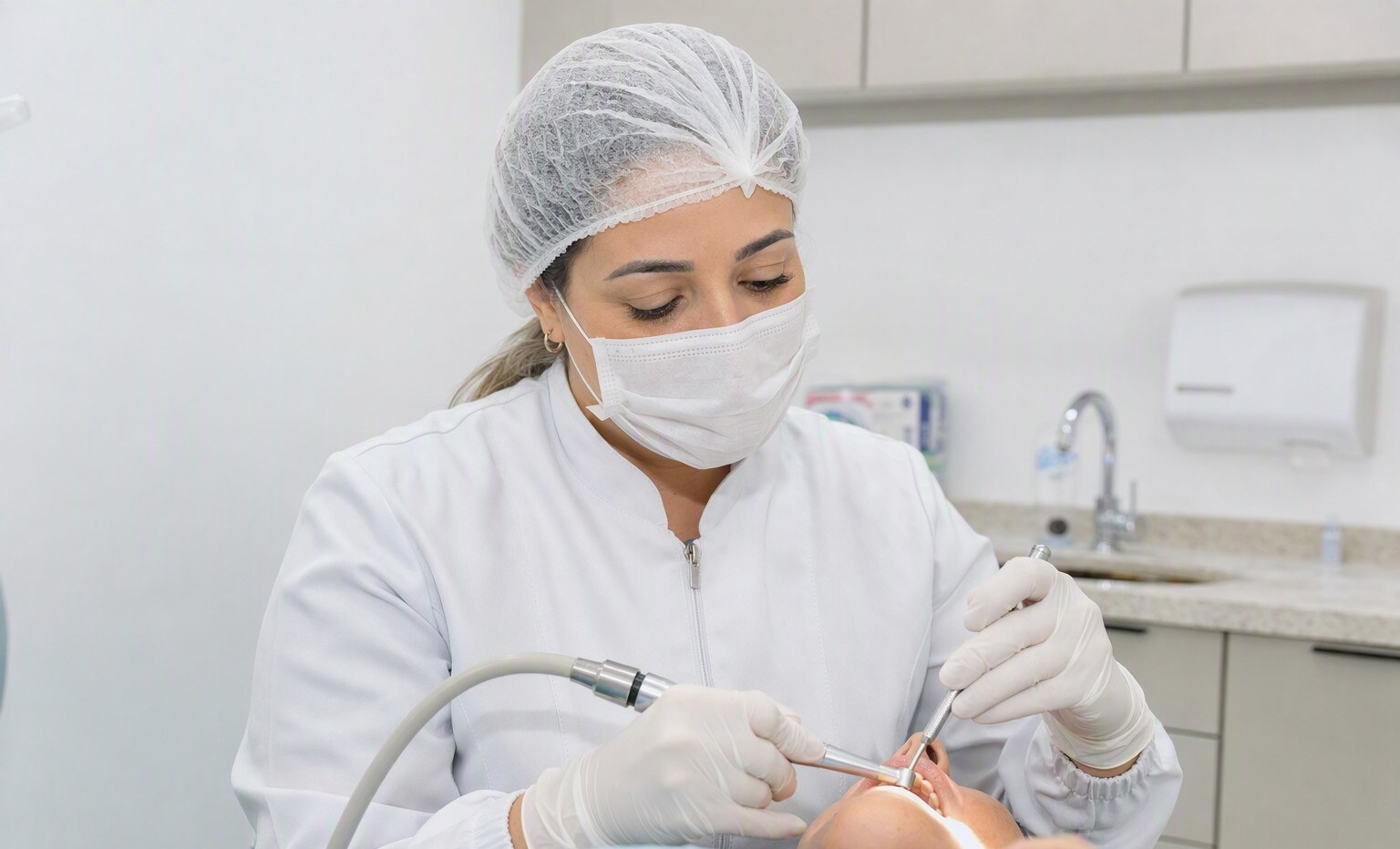 Procedimento de implante em andamento