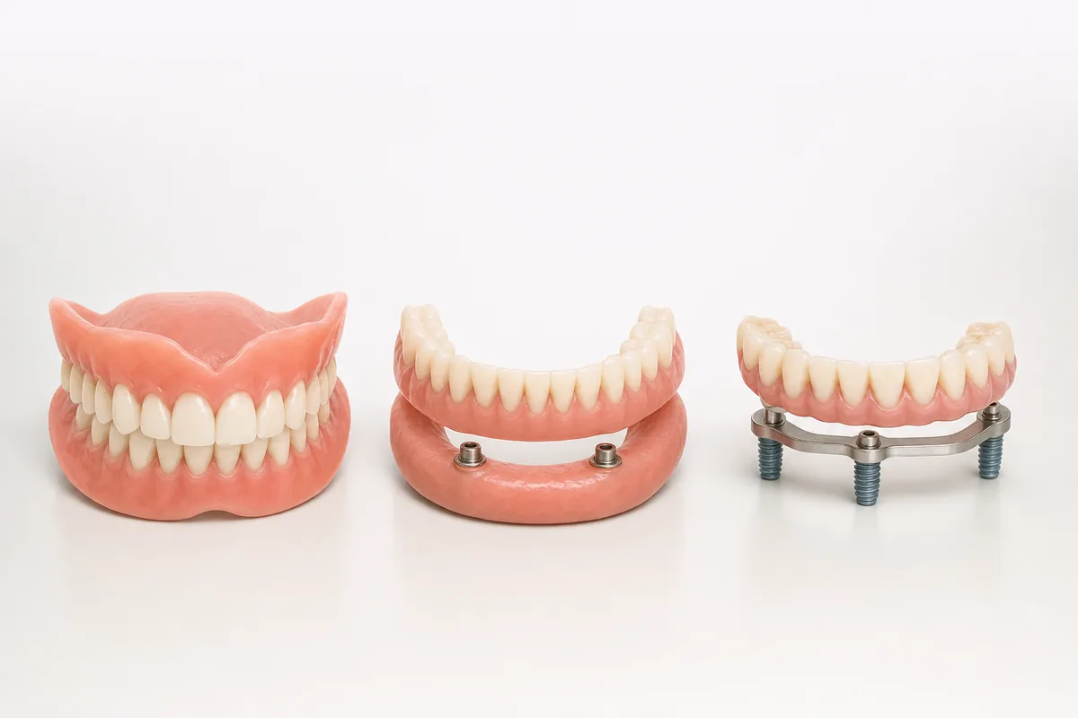 Comparação entre dentadura removível, overdenture e prótese protocolo fixa sobre implantes