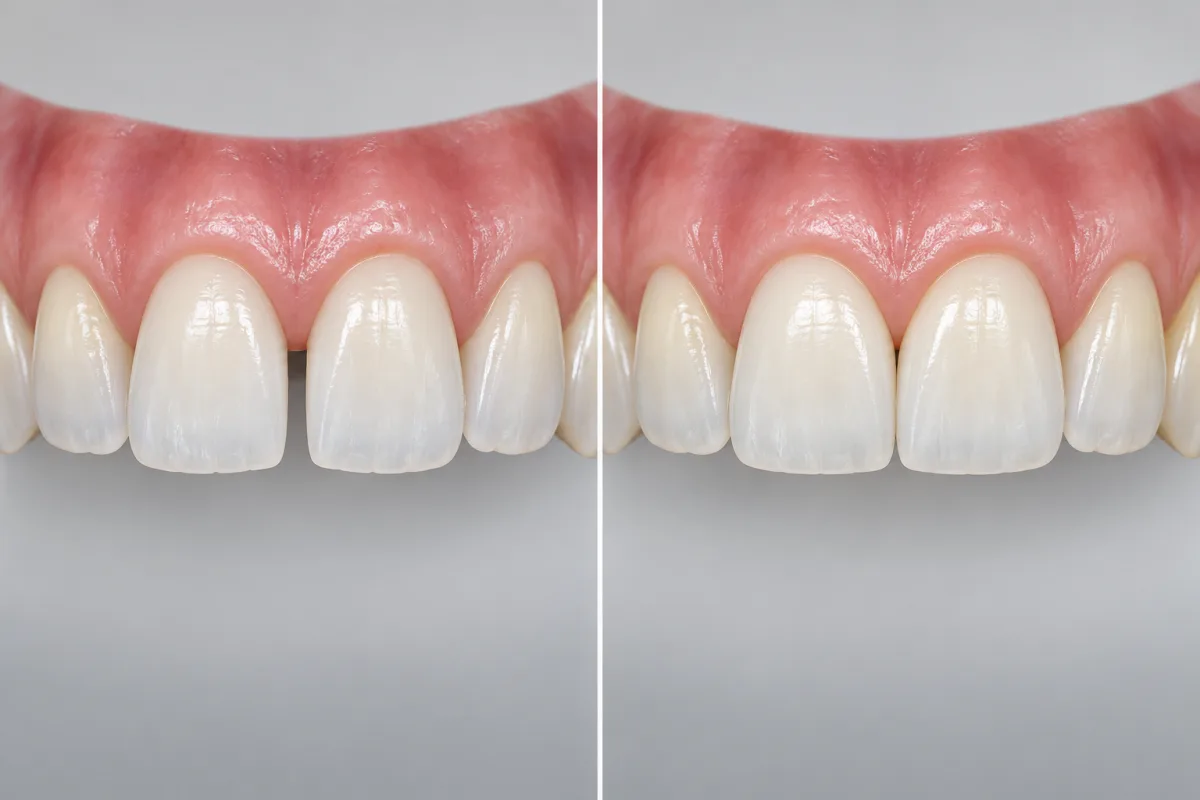 Fechamento de diastema com facetas de resina entre os incisivos centrais superiores