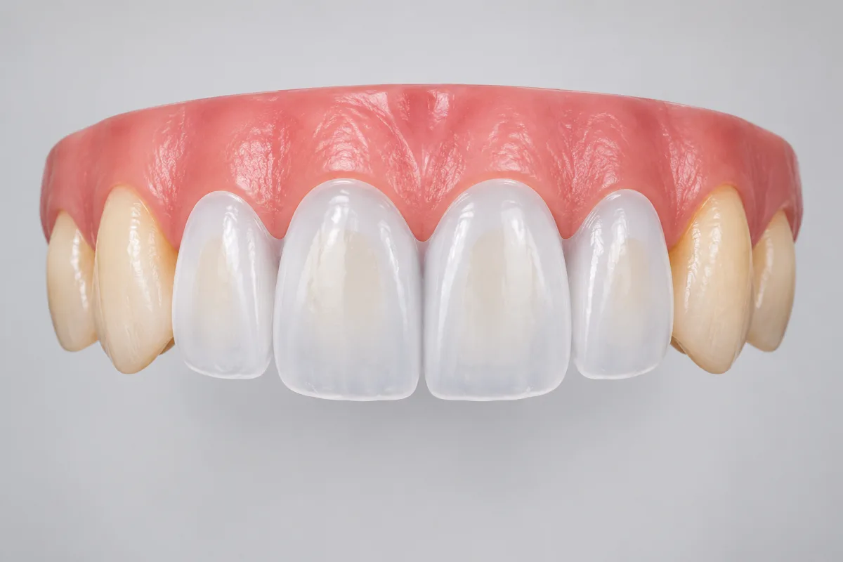 Mock-up de lentes de contato dental aplicado sobre os dentes sem desgaste, para aprovação